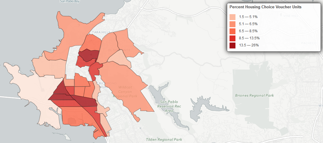 Map of Housing Choice Voucher Units In Richmond, CA